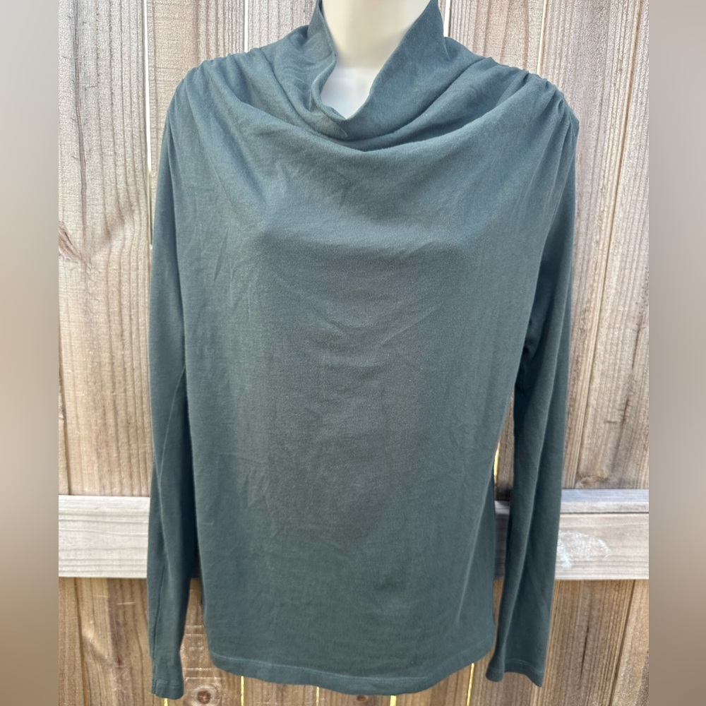 Lilla P Women’s Pima Cotton Long Sleeve Cowl Neck Top - Size Small